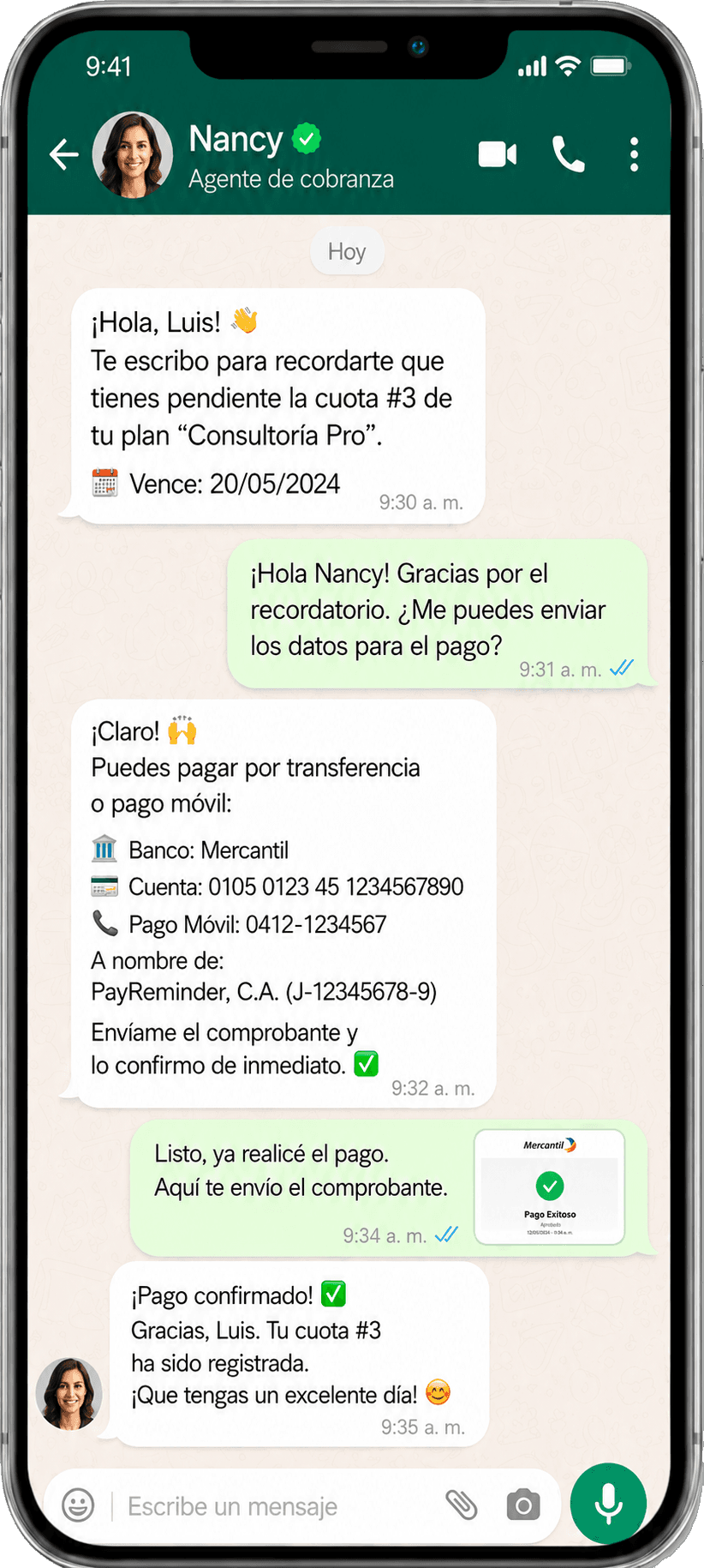 PayReminder en WhatsApp